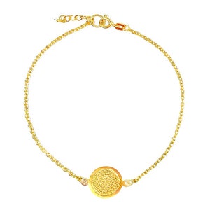 Phaistos Disc Bracelet 14mm in 24K Gold Vermeil, Phaistos Disc, Phaistos Disc Bracelet, Greek Jewelry, Greek Bracelet, Greece