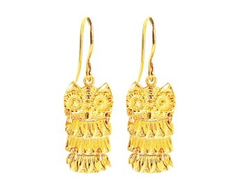 Greek Owl Earrings in 24K Gold Vermeil by Ilios, Owl Earrings, Dangly Owl Earrings, Greek Earrings, Greek Jewelry, Greek Owl Earrings