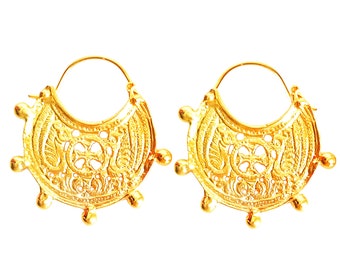 Greek Byzantine Earrings 24K Gold Plated Greek Bronze, Greek Earrings, Greek Jewelry, Byzantine Greece, Ancient Greece, Byzantine Earrings