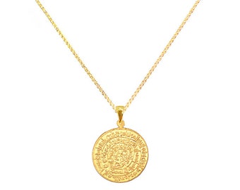 Phaistos Disc Double Sidedphaistos Necklace Solid Gold 14k - Etsy