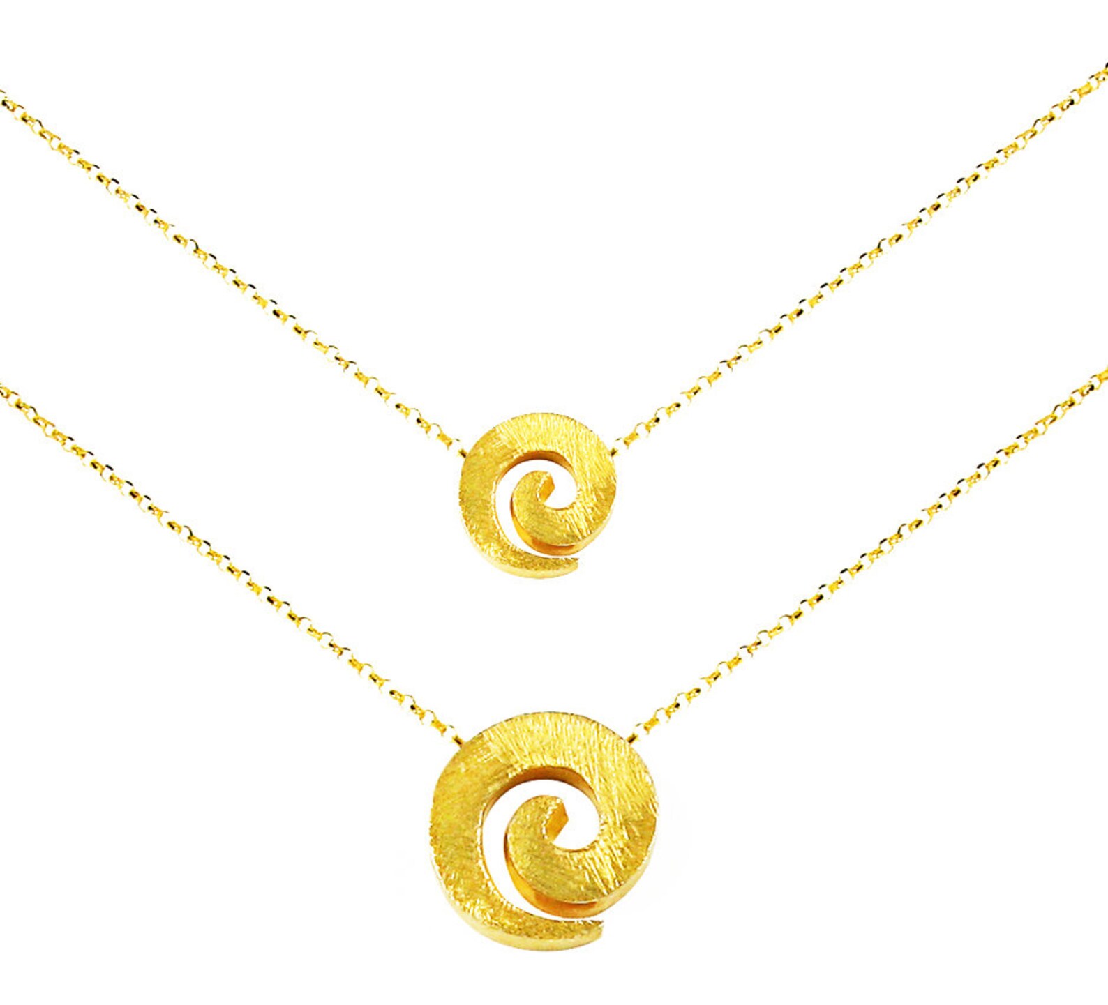 Gold Spiral Pendant Necklace in 24K Gold Vermeil Greek Etsy