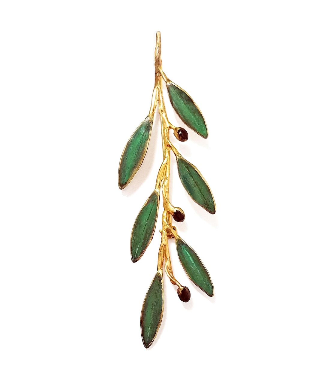 Greek Gold Olive Branch Pin Elia by Ilios, Greek Jewelry, Olive Leaf ...