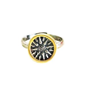 Greek Vergina Sun Ring in 24K Gold Vermeil & Sterling Silver by Ilios, Greek Jewelry, Greek Ring, Vergina Sun, Ancient Greek Jewelry