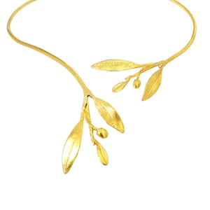 Greek Gold Olive Branch Necklace Elia by Ilios, Greek Jewelry, Greek Necklace, Greek Wedding, Olive Tree Jewelry, Olive Branch Necklace