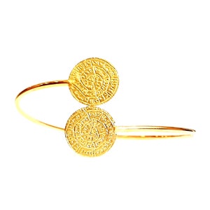 Phaistos Disc Cuff Bracelet in 14K Solid Gold, Phaistos Disc, Phaistos Disc Bracelet, Greek Jewelry, Greek Bracelet, 14K Solid Gold Bracelet