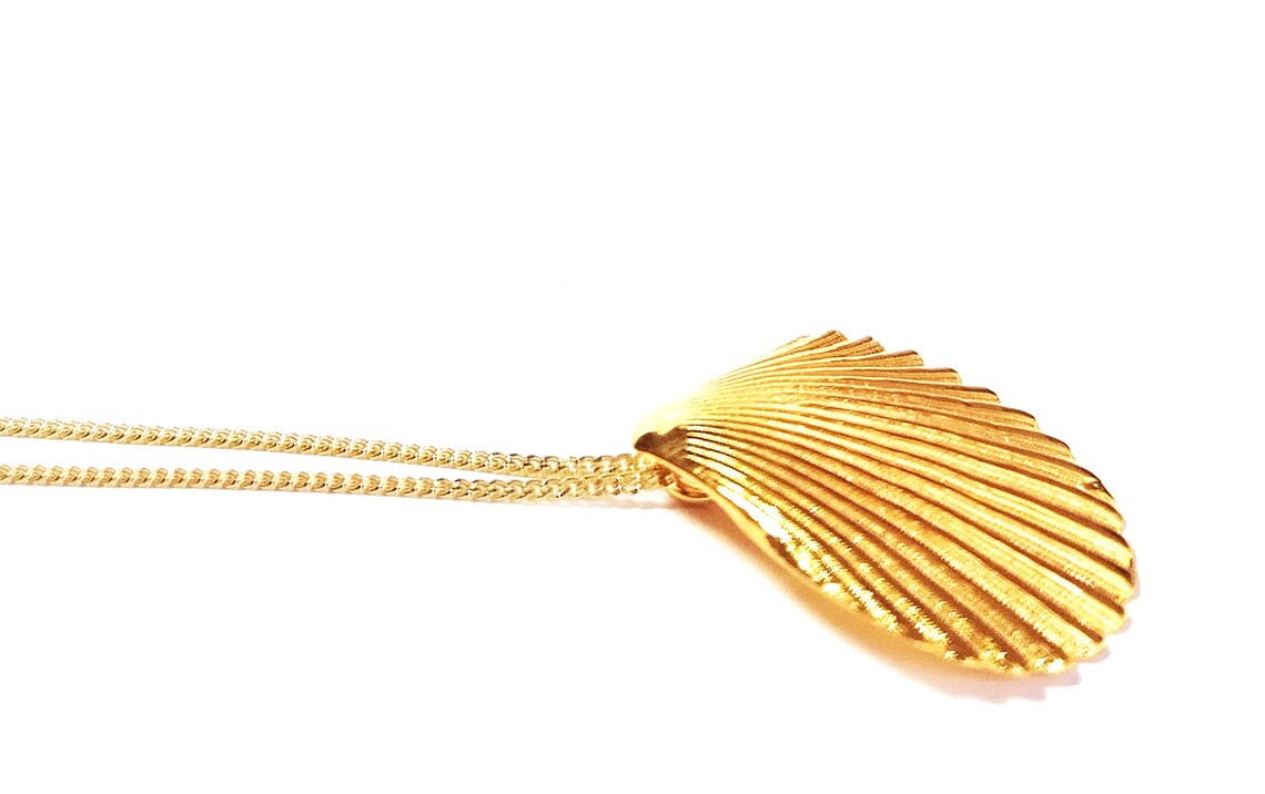Gold Scallop Shell Pendant Necklace by Ilios, Greek Necklace, Greek ...