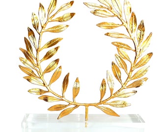 Greek Gold Olive Branch Wreath on Stand by Ilios, Greek Olive Wreath, Olive Leaf Wreath, Olive Tree Wreath, Ancient Greece, Greek Wreath