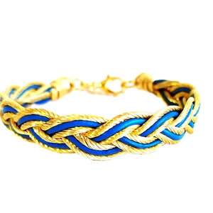 Grecian Golden Age Braid Bracelet in 18K Gold-Plated Bronze Cord and Leather by Ilios, Greek Bracelet, Greek Jewelry, Ancient Greece
