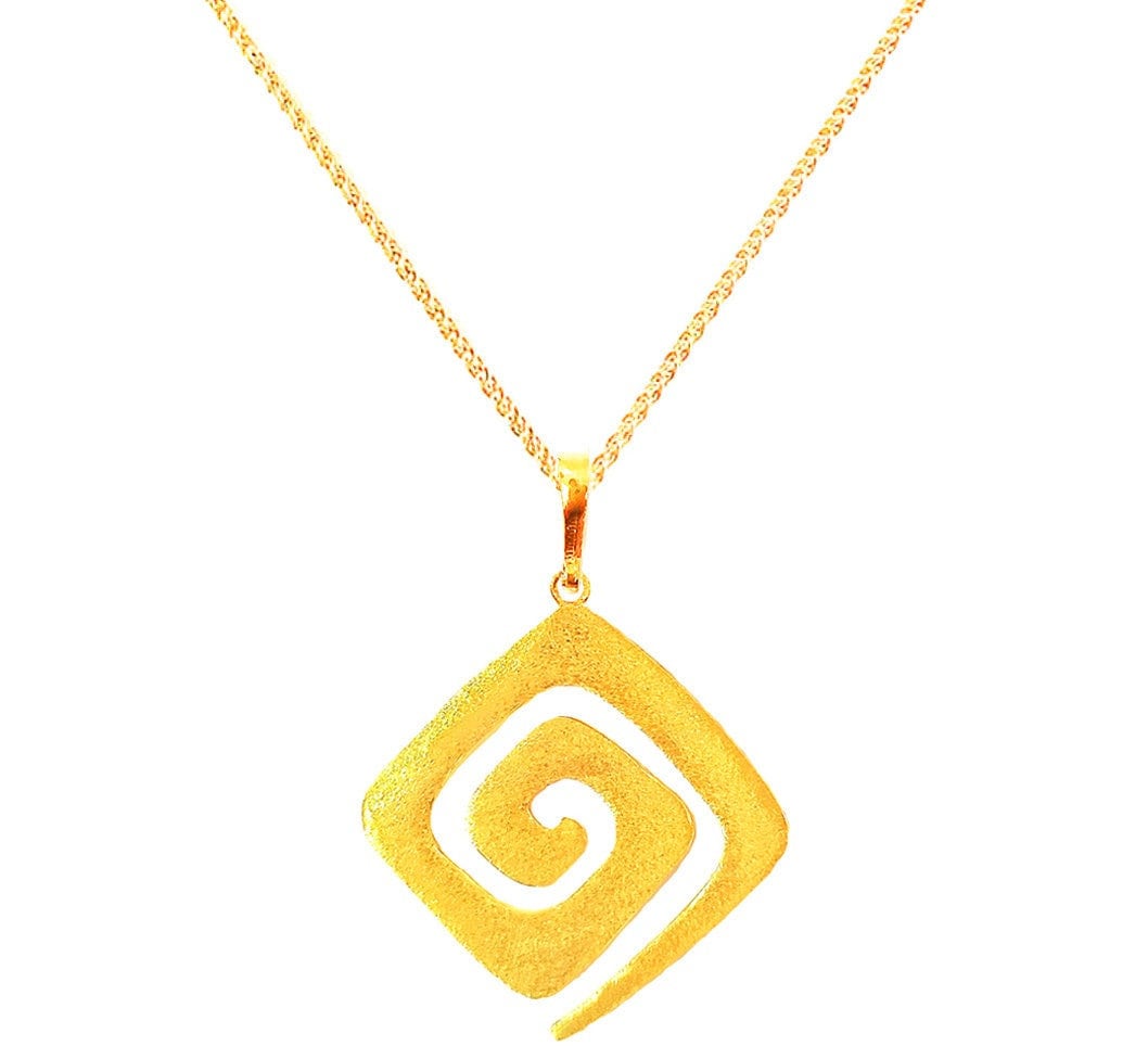 Greek Key Matte Gold Pendant Necklace, Meander, Greek Key Necklace, Greek Key Pendant, Greek Jewelry, Greek Necklace, Ancient Greece