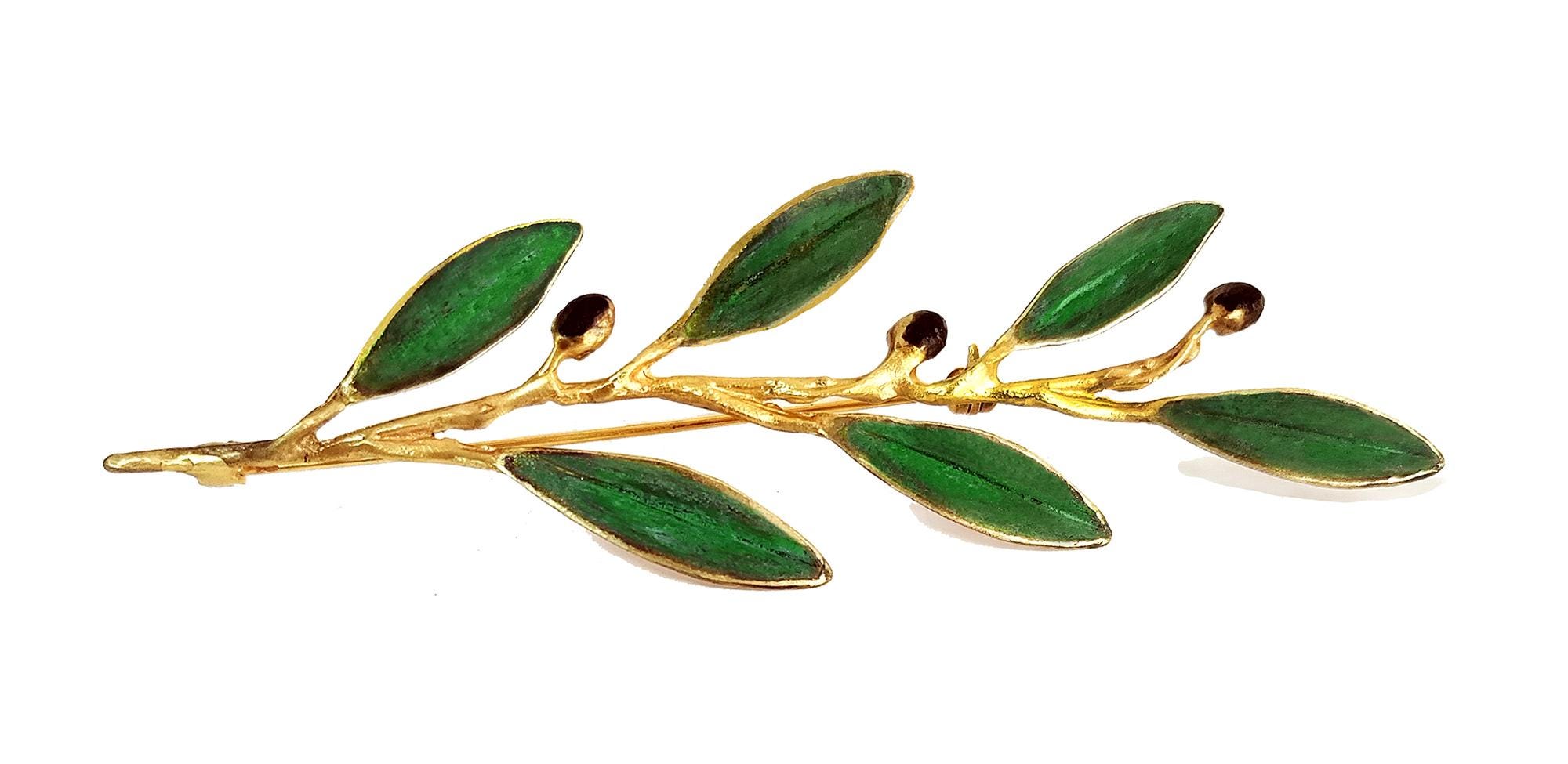 Greek Gold Olive Branch Pin Elia by Ilios, Greek Jewelry, Greek Pin ...