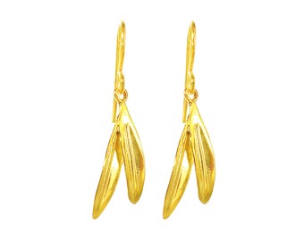 Greek Olive Leaf Earrings in 24K Gold Vermeil or Sterling Silver, Greek Earrings, Greek Jewelry, Olive Leaf Earrings, Olive Leaf Jewelry