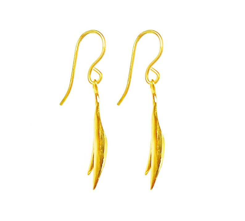 Greek Olive Leaf Earrings in 24K Gold Vermeil or Sterling Silver, Greek Earrings, Greek Jewelry, Olive Leaf Earrings, Olive Leaf Jewelry image 2