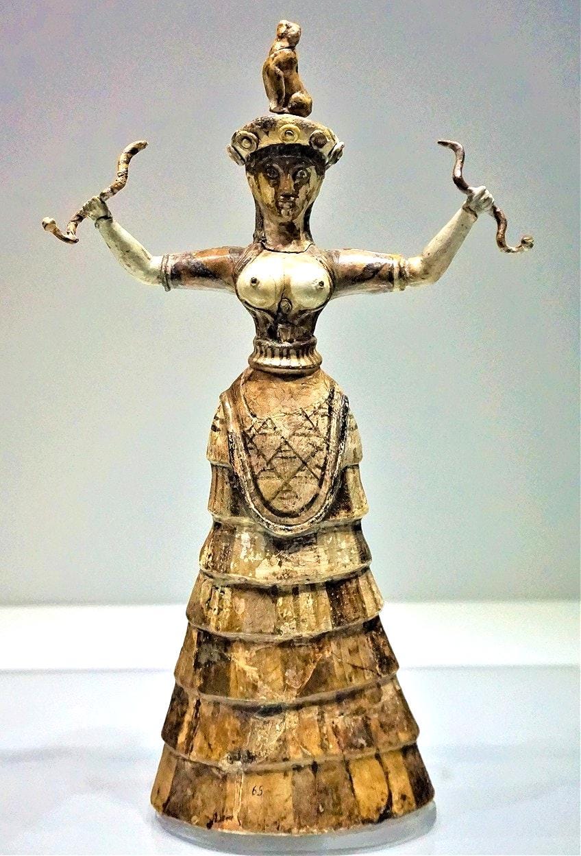 Greek Minoan Snake Goddess Small Pendant 24K Gold Vermeil on Matching ...