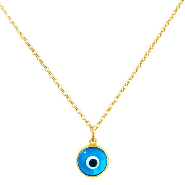 Greek Evil Eye Necklace by Ilios in 24K Gold Vermeil or Sterling Silver, Greek Necklace, Greek Jewelry, Evil Eye Necklace, Evil Eye Jewelry