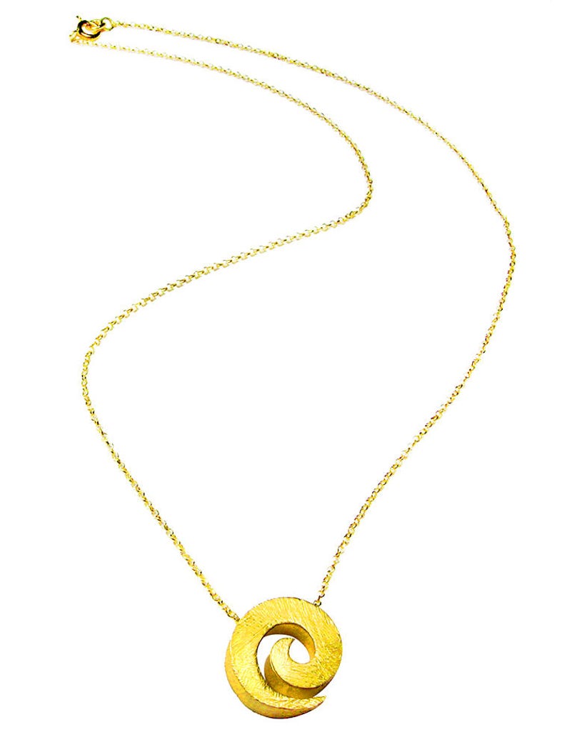 Gold Spiral Pendant Necklace in 24K Gold Vermeil Greek Etsy