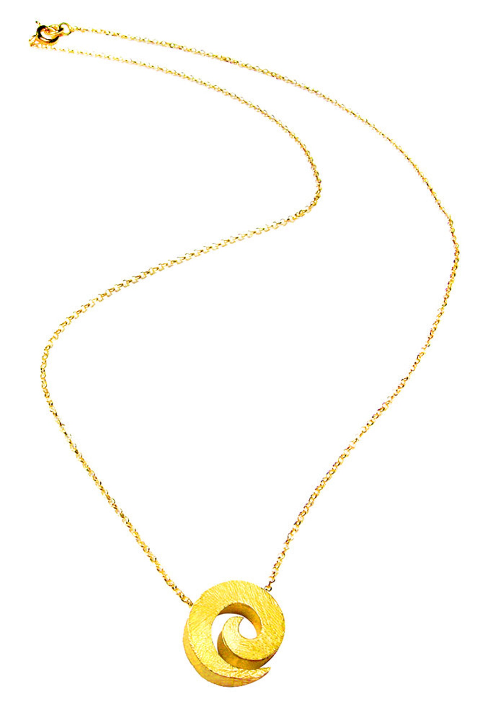 Gold Spiral Pendant Necklace in 24K Gold Vermeil Greek Etsy