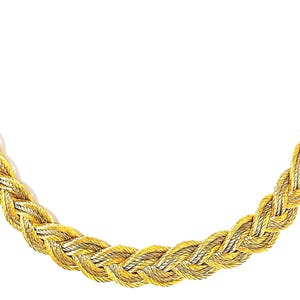 Grecian Golden Age Braided Necklace in 18K Gold-Plated Bronze Weave Two-Tone by Ilios, Greek Necklace, Greek Jewelry, Ancient Greek Necklace