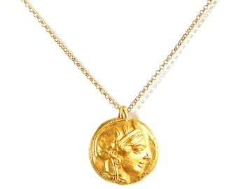 Ancient Greek Coin Pendant with Goddess Athena, Greek Jewelry, Greek Pendant, Greek Coin Pendant, Athena Greek Coin, Ancient Greek Coin