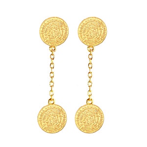 Greek Phaistos Disc Pendant Earrings by Ilios, Phaistos Disc, Phaistos Disk, Greek Earrings, Greek Jewelry, Phaistos Earrings, Ancient Greek
