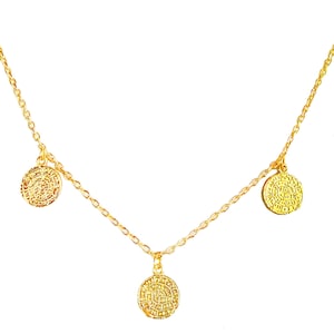 Phaistos Disc Pendant Necklace in 24K Gold Vermeil or Sterling Silver, Phaistos Disc, Phaistos Disc Necklace, Greek Jewelry, Greek Necklace