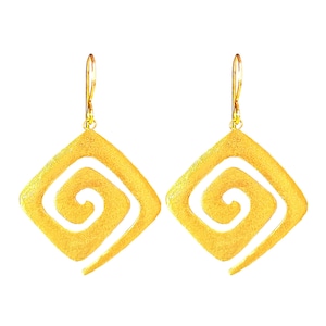 Greek Key Matte Gold Earrings, Greek Key Earrings, Greek Jewelry, Greek Earrings, Meander, Ancient Greece, Large Greek Key Earrings