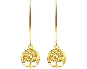 Tree of Life Earrings in 24K Gold Vermeil or Sterling Silver, Tree of Life Earrings, Tree of Life Jewelry, Greek Jewelry, Symbolic Jewelry,