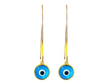 Griechische Ohrringe mit Evil Eye Murano Glasperlen von Ilios, Griechischer Schmuck