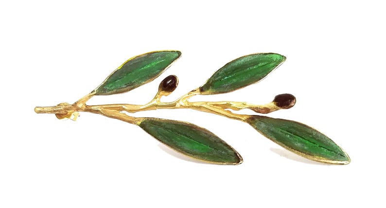 Greek Gold Olive Branch Pin Elia by Ilios, Greek Jewelry, Greek Pin ...