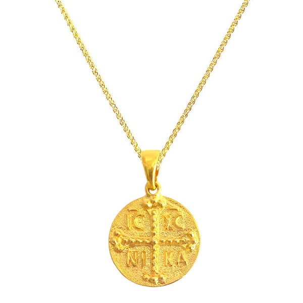 Greek Byzantine Coin Pendant 'Constantine' on Matching Chain by Ilios, Byzantine Coin, Ancient Greek Coin, Ancient Greek Cross, Constantine