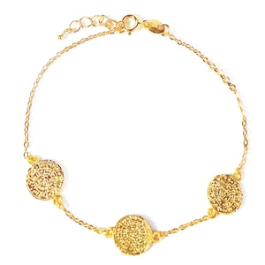 Phaistos Disc Bracelet in 24K Gold Vermeil, Phaistos Disc, Phaistos Disc Bracelet, Greek Jewelry, Greek Bracelet, Greece