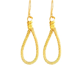 Boucles d'oreilles à maillons de l'âge d'or grec en bronze plaqué or 18 carats tressé par Ilios, collier grec, bijoux grecs, collier grec ancien