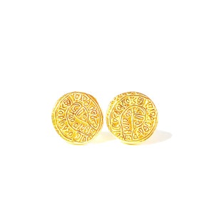Greek Phaistos Disc Stud Earrings by Ilios, Phaistos Stud Earrings, Phaistos Disc, Phaistos Disk, Greek Earrings, Greek Jewelry