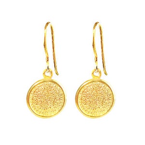 Greek Phaistos Disc Earrings by Ilios, Phaistos Disc, Phaistos Disk, Greek Earrings, Greek Jewelry, Phaistos Gold Earrings