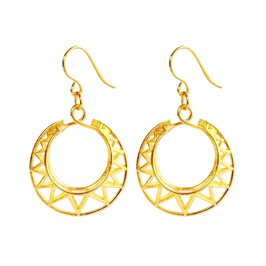Greek Byzantine Star Earrings 18K Gold Plated Greek Bronze, Greek ...