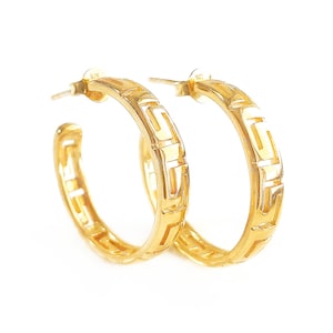 Greek Key Hoop Earrings Meander by Ilios, Greek Key Earrings, Greek Earrings, Greek Jewelry, Greek Key, Hoop Earrings, Greece Jewelry