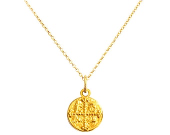 Greek Byzantine Coin Pendant &#39;Constantine&#39; Mini on Matching Chain by Ilios, Byzantine Coin, Ancient Greek Coin, Ancient Greek Cross