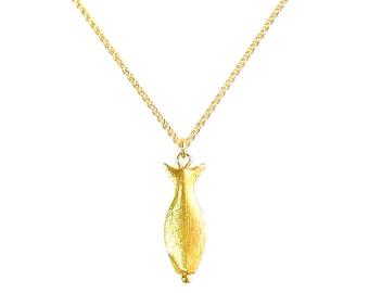 Aphrodite Kleiner Fisch Halskette 24K Gold Vermeil oder Sterling Silber, Fisch Anhänger, Fisch Symbol, Griechische Halskette, Griechischer Schmuck, Griechenland Schmuck