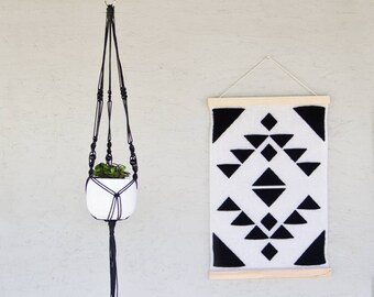 DIY-Kit: Makramee-Blumenampel schwarz inkl. Gefäß