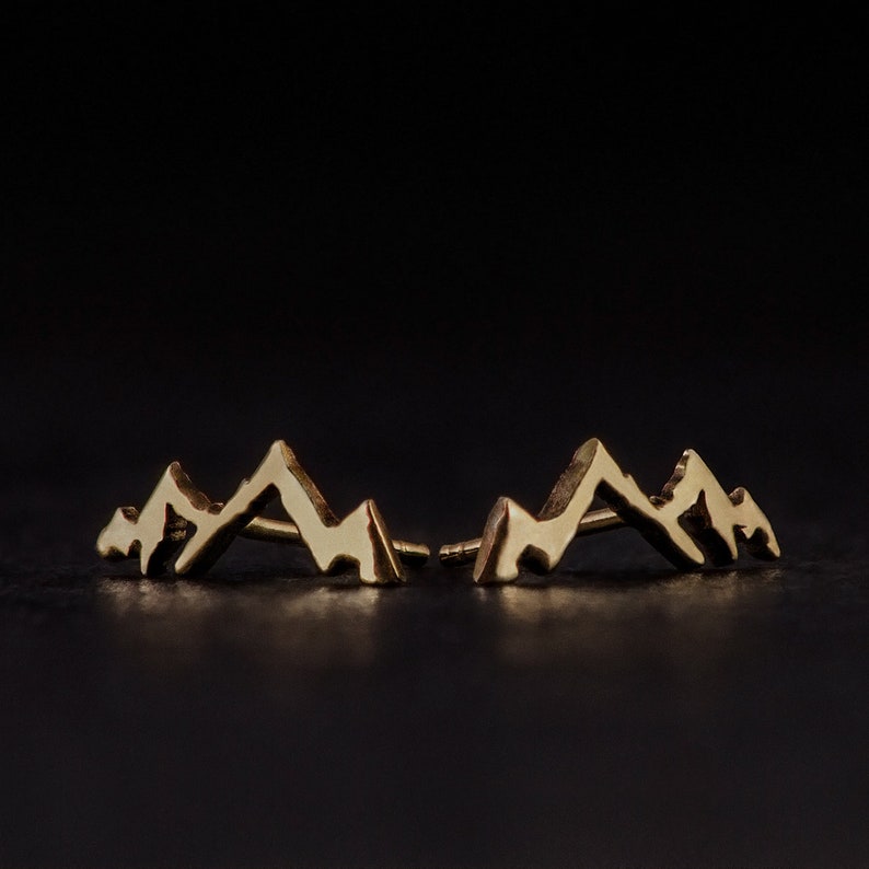Gold mountain view earrings travel jewelry gold gift amazing image 2