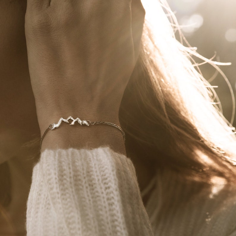 Mountain panorama bracelet Silver Oxidised Gift For Her Gift image 0