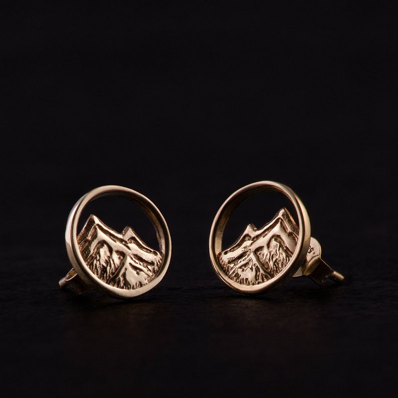 Gold mountain earrings travel jewelry gold gift amazing image 0