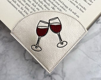 Bookmark | Reading corner | Faux leather | embroidered | bookworm | Wine | mother of pearl