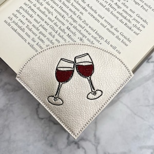 Bookmark | Reading corner | Faux leather | embroidered | bookworm | Wine | mother of pearl