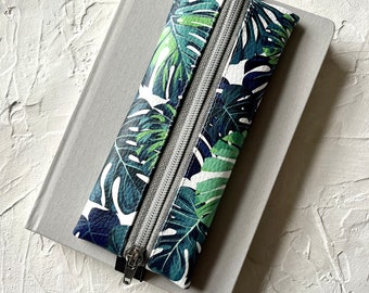 Etui | Federmäppchen Stifte |Täschchen | Gummiband | Journal | Notizbuchfedertasche | Tablet | Kunstleder | Blumen | Monstera