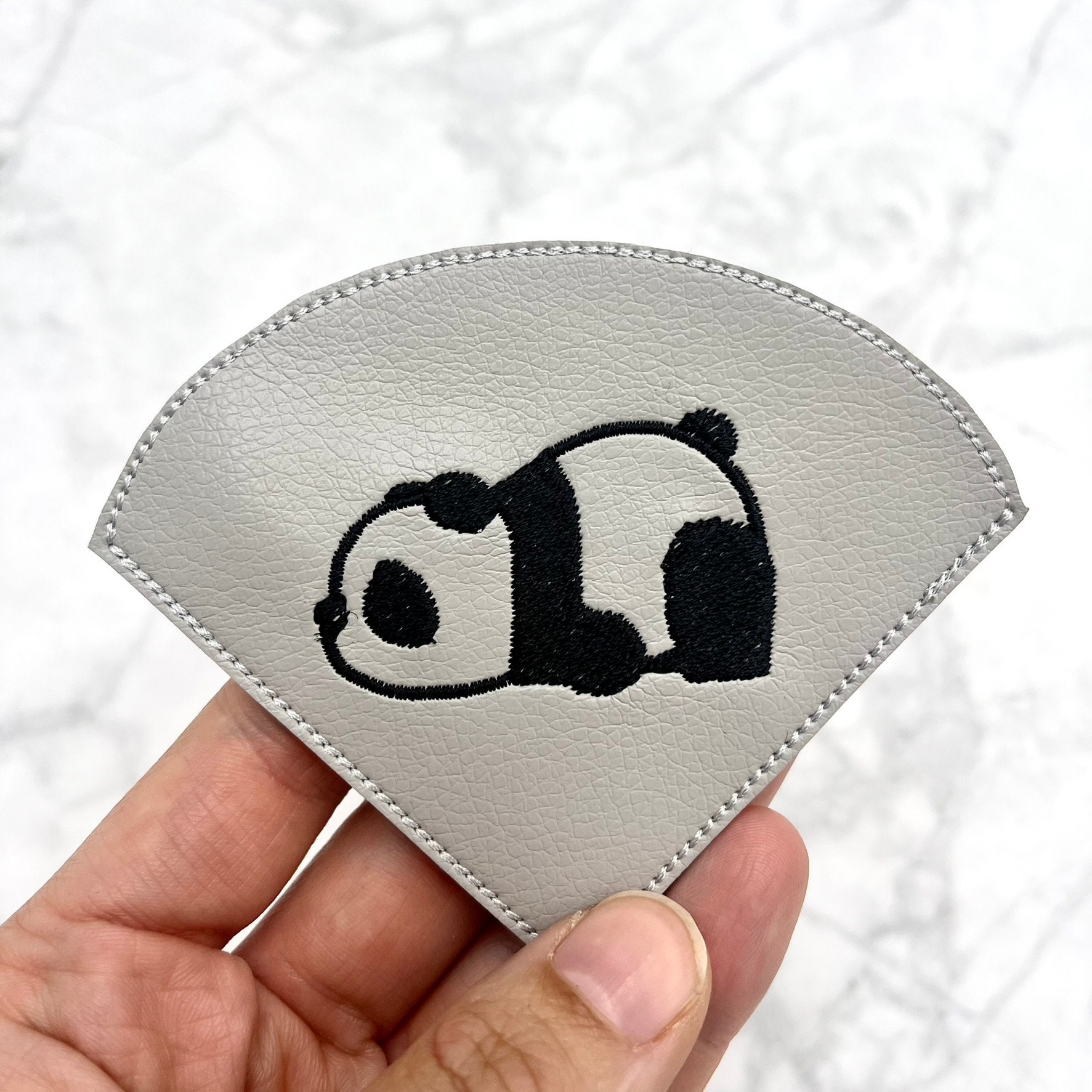 bookmark | reading corner | faux leather | embroidered | bookworm | panda
