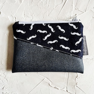 Mini-Etui | kleine Geldbörse | Portemoinee | Kleinkram | Baumwolle | Kunstleder | Moustache | Blau