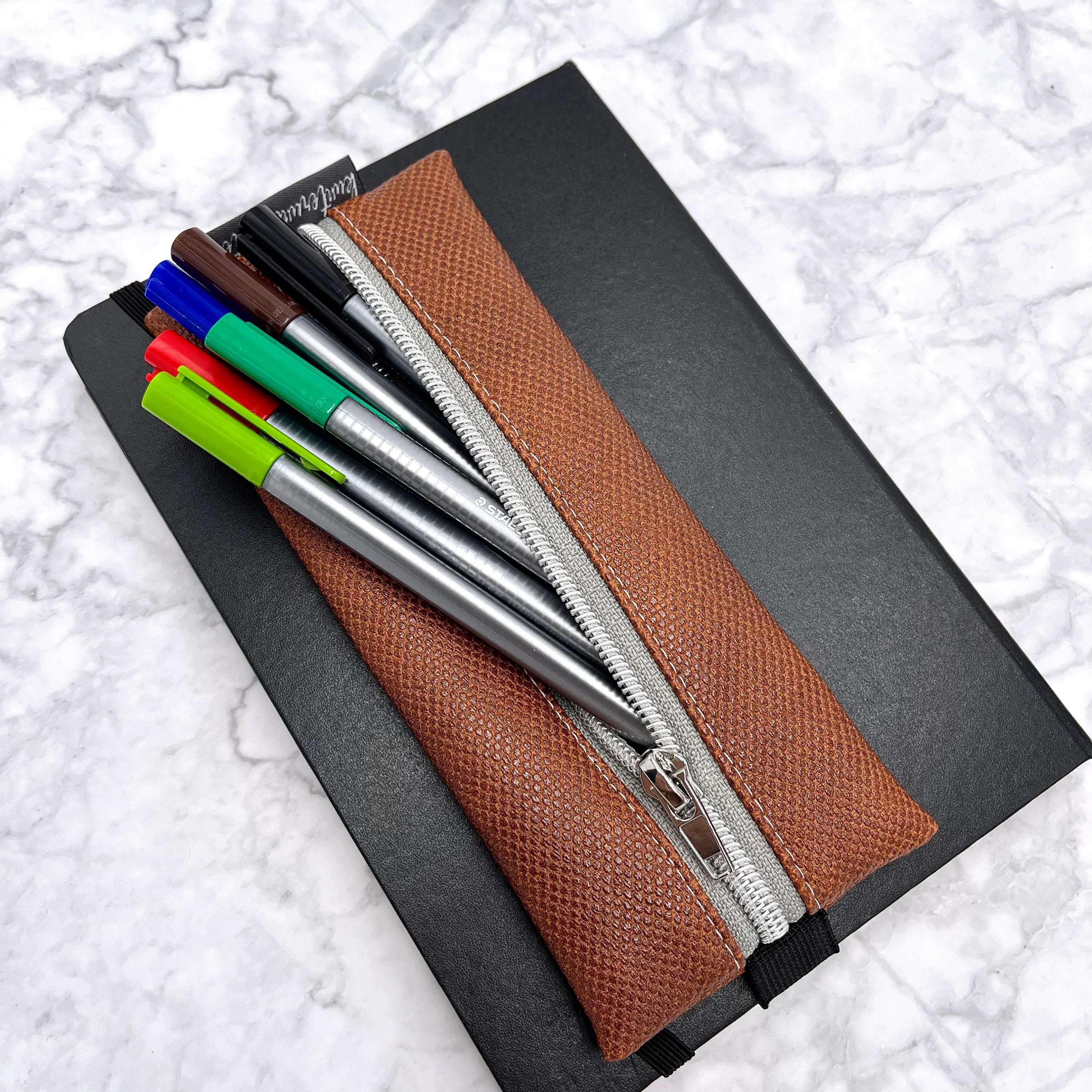 Case | pencil case pens | pouch | rubber band | Journal | notebook pencil case | tablets | faux leather | Brown