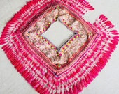 VINTAGE Hmong Textile - Embroidery Hmong Tapestry - Vintage Costume Collar - Bead Tassels - DIY Project - Hill Tribe Tribal Hand Craft