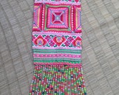 VINTAGE Embroidery Hmong Tapestry - Cross Stitch - Ethnic Hilltribe - DIY - Wall Hanging - Craft Supply - Beads Tassels