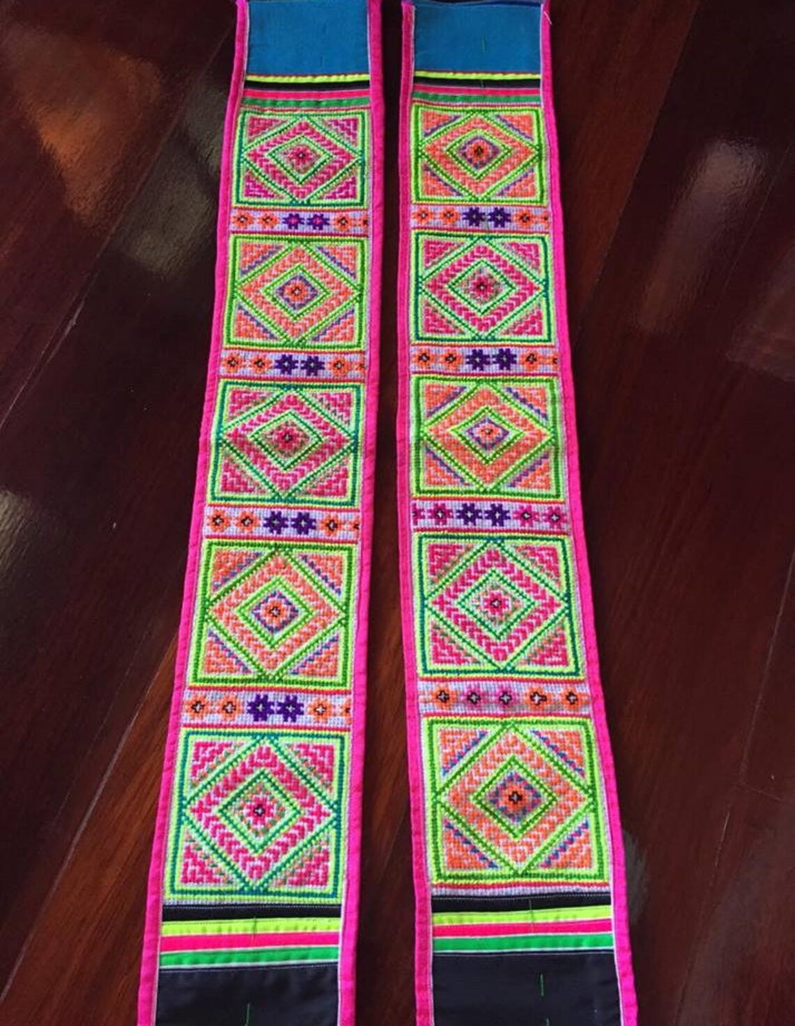 PAIR VINTAGE Hmong Textile Hand Stitch Embroidery Hmong Etsy